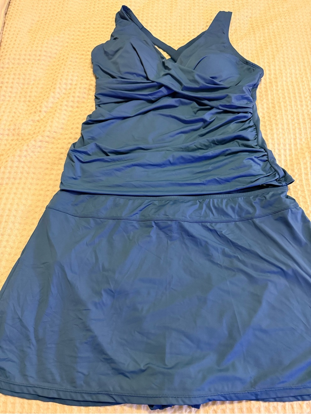 Jantzen Teal Blue Tankini, Bikini bottom and Swim Skirt